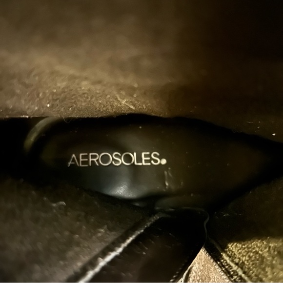 Aerosoles genuine leather suede brown faux fur cuff square toe boots size 9 fall - Picture 6 of 7